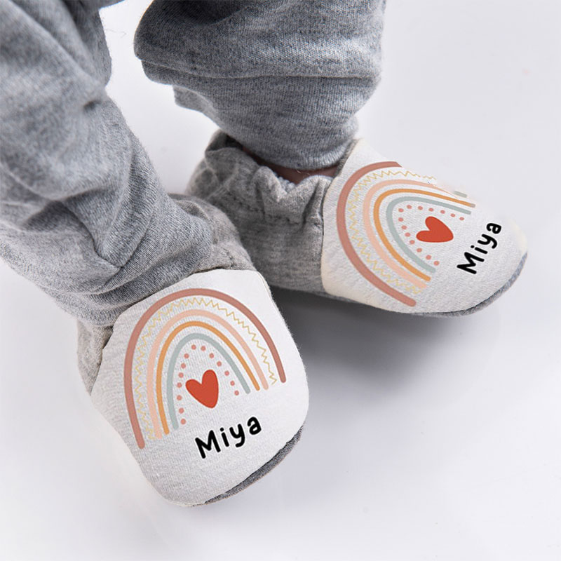 Soft Sole Shoes For Toddler-Personalized Rainbow Baby Booties