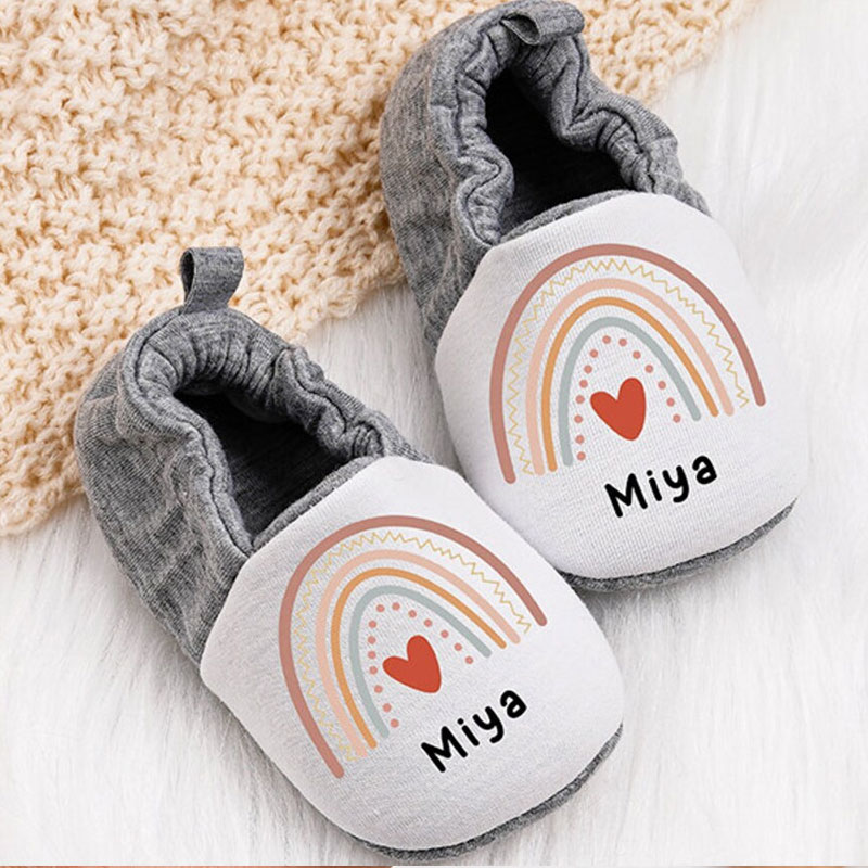 Soft Sole Shoes For Toddler-Personalized Rainbow Baby Booties
