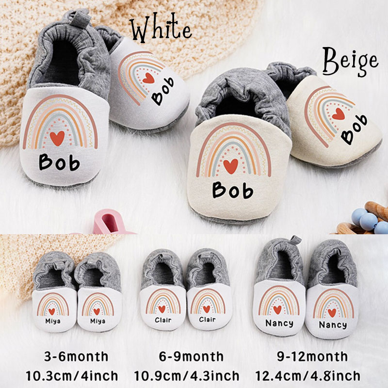 Soft Sole Shoes For Toddler-Personalized Rainbow Baby Booties