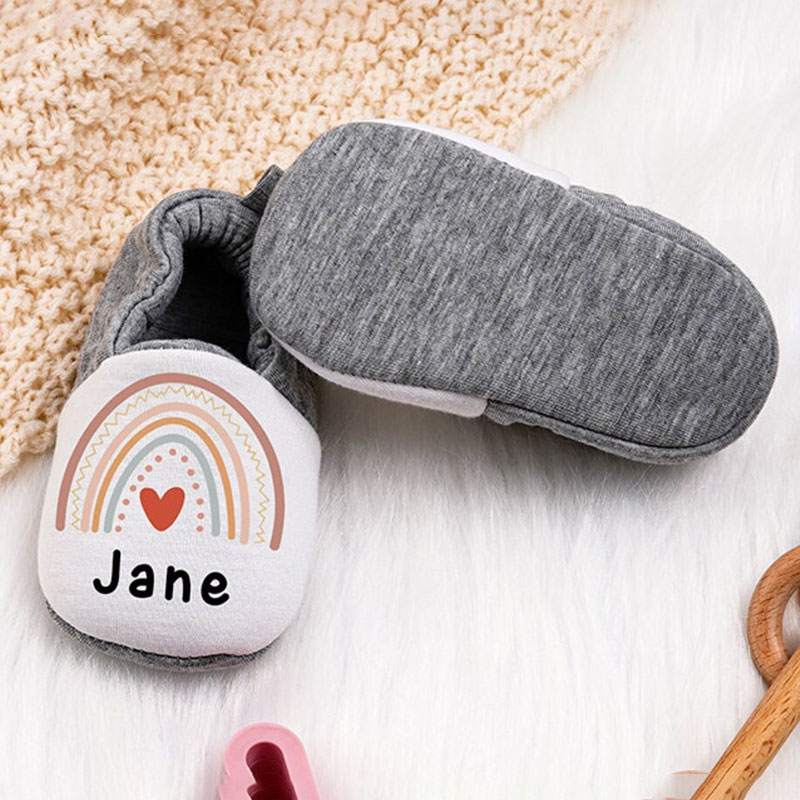 Soft Sole Shoes For Toddler-Personalized Rainbow Baby Booties