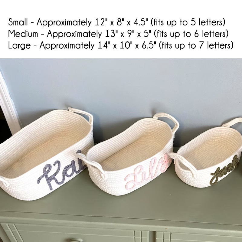 Custom Baby Name Basket, Baby Shower Gift Basket, Customized rope Basket