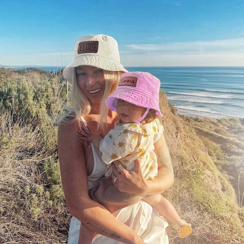 Custom Mommy, Daddy and Me Matching Leather Patch quick-dry Bucket Hat
