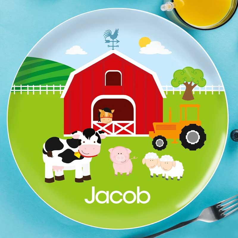 Personalized Kids Plates with Name, available in 6 designs