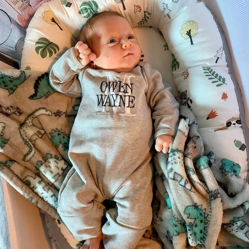 Baby Coming ome Outfit, Newborn, 0-3M Monogrammed Footie Romper, Baby Shower Gift