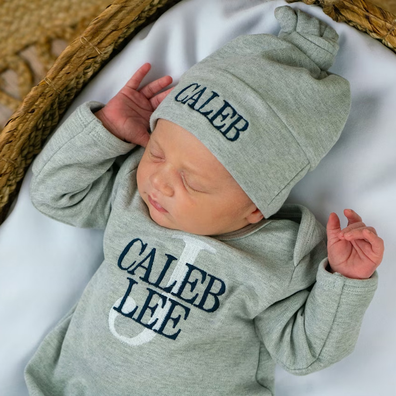 Baby Coming ome Outfit, Newborn, 0-3M Monogrammed Footie Romper, Baby Shower Gift