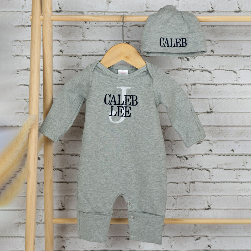 Baby Coming ome Outfit, Newborn, 0-3M Monogrammed Footie Romper, Baby Shower Gift