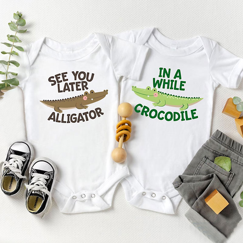 Twin Onesies, See You Later Alligator, In A While Crocodile Twin Onesies