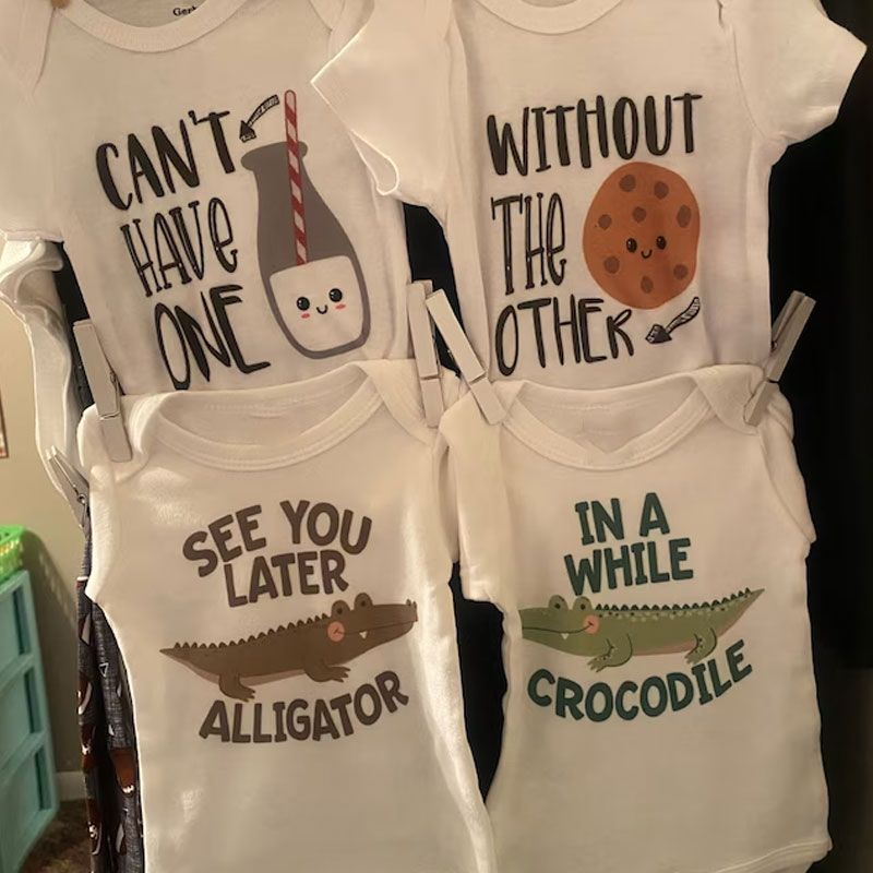 Twin Onesies, See You Later Alligator, In A While Crocodile Twin Onesies