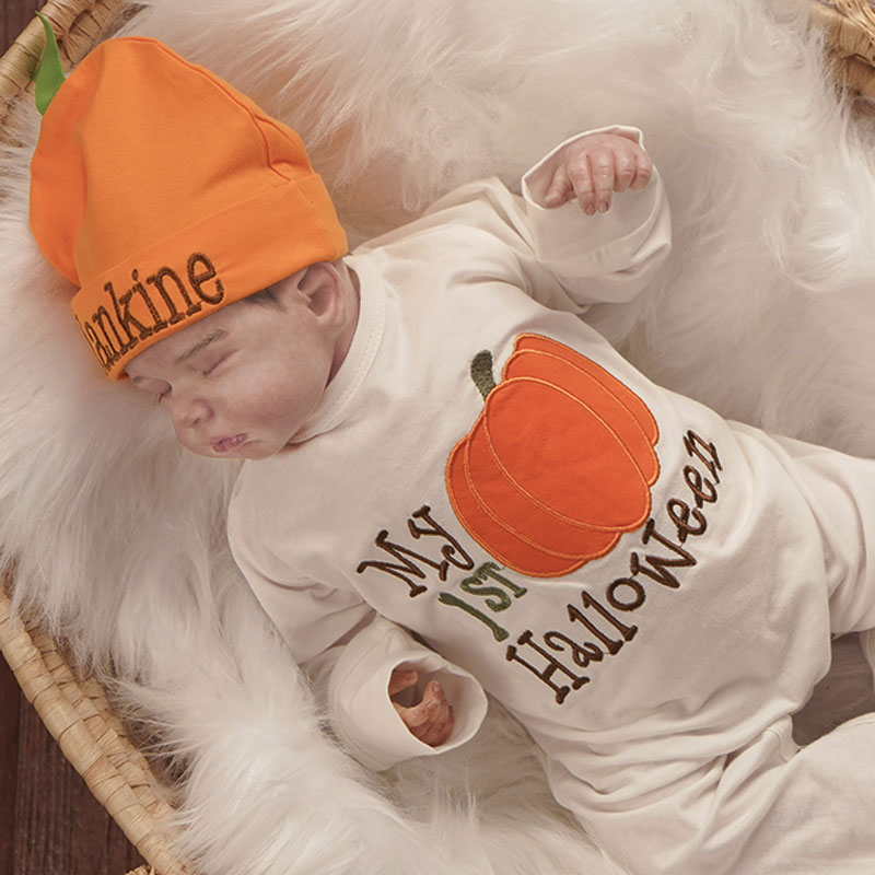 Baby First Halloween Outfit with Pumpkin Hat