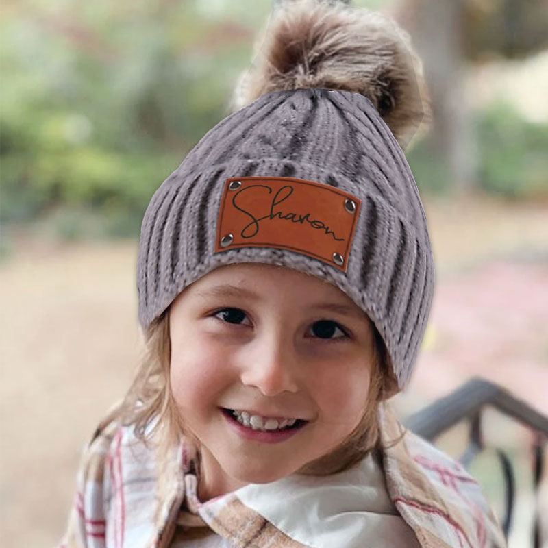 Personalised Toddler-Adult Beanie, Engraved Matching Beanie