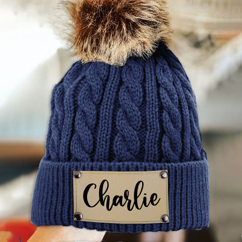 Personalised Toddler-Adult Beanie, Engraved Matching Beanie