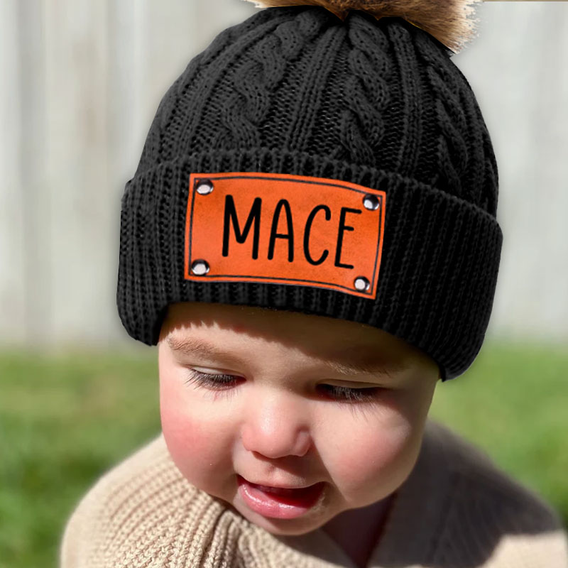 Personalised Toddler-Adult Beanie, Engraved Matching Beanie