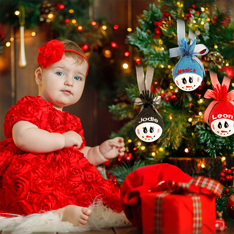 Cute Snowman Holiday Family Christmas Bauble