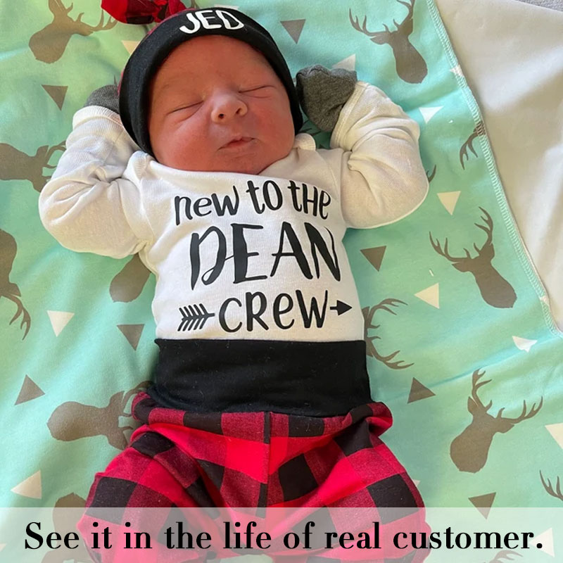 Personalized New to the Crew Red Plaid Outfit 3PCS Set Outfit