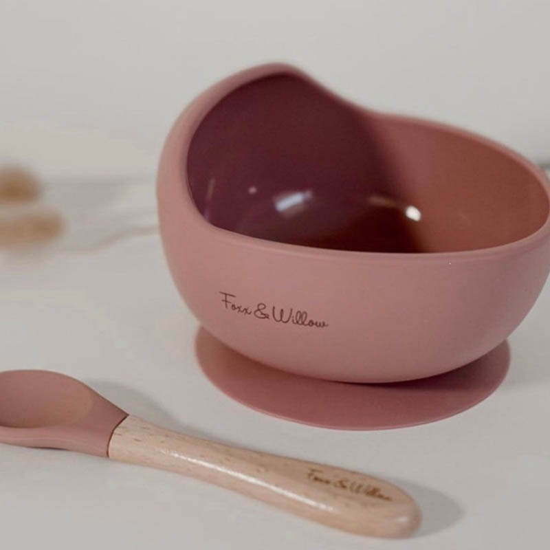 Engraved Silicone Bib, Suction Bowl, Spoon Feeding Set