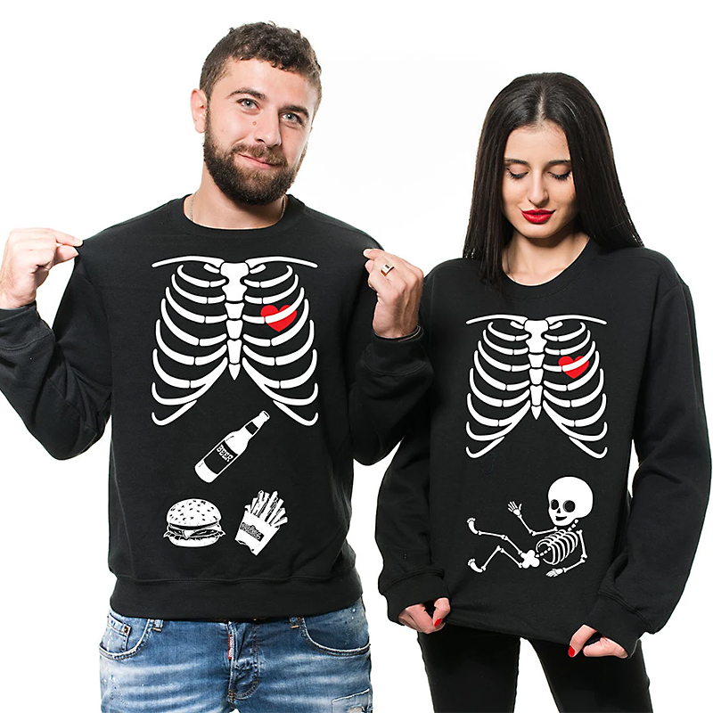 Halloween Maternity Skeleton Couples Sweatshirts