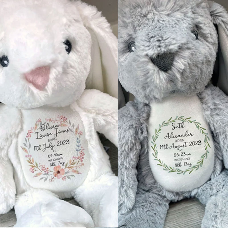 Personalised Soft Toy Baby Shower Gift Bunny Toy 