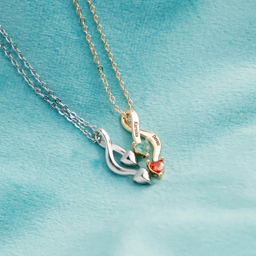 Custom Name Twist Heart Infinity Necklace, Valentine's Day Gift