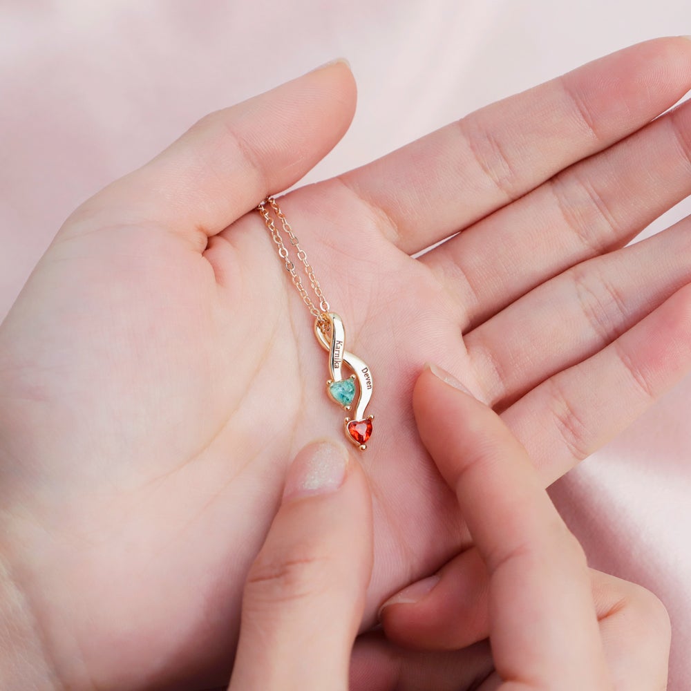 Custom Name Twist Heart Infinity Necklace, Valentine's Day Gift