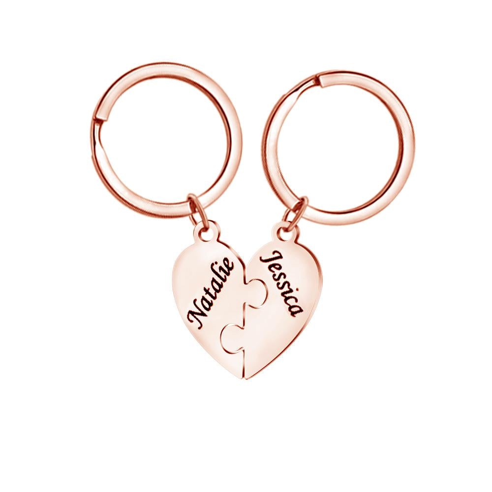 Christmas Gift Family 2 - 8 Pieces Heart Pendant Puzzle Necklace, Bracelet, Keychian