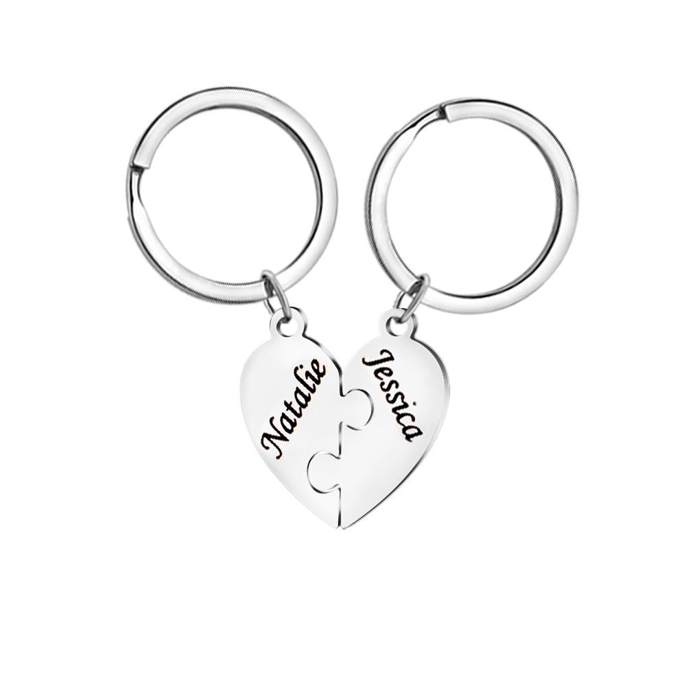 Christmas Gift Family 2 - 8 Pieces Heart Pendant Puzzle Necklace, Bracelet, Keychian