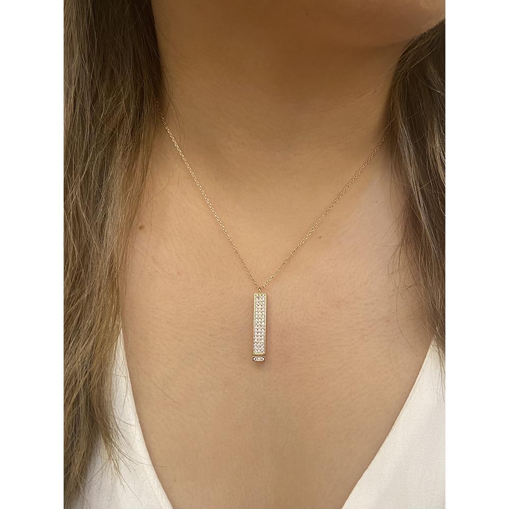 "Love Inside" Diamond Retractable Bar Necklace