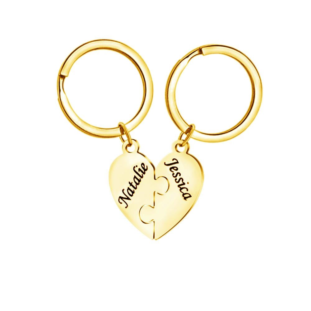 Christmas Gift Family 2 - 8 Pieces Heart Pendant Puzzle Necklace, Bracelet, Keychian