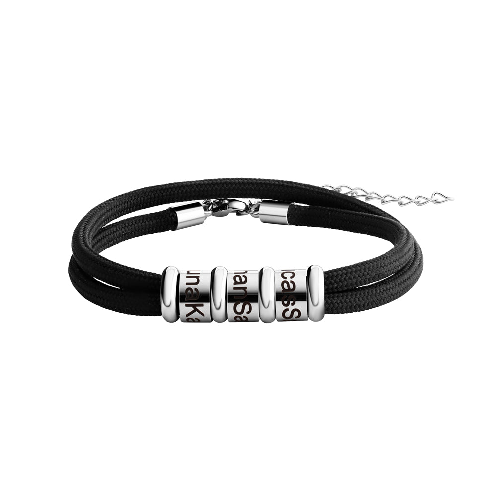Men Black Cord Bracelet With Custom BeadsHermsjewelry