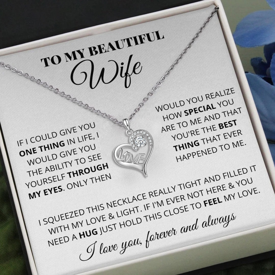 Valentine's Day Gift  To My Beautiful Wife LOVE Necklace Romantic Gift Set for Her