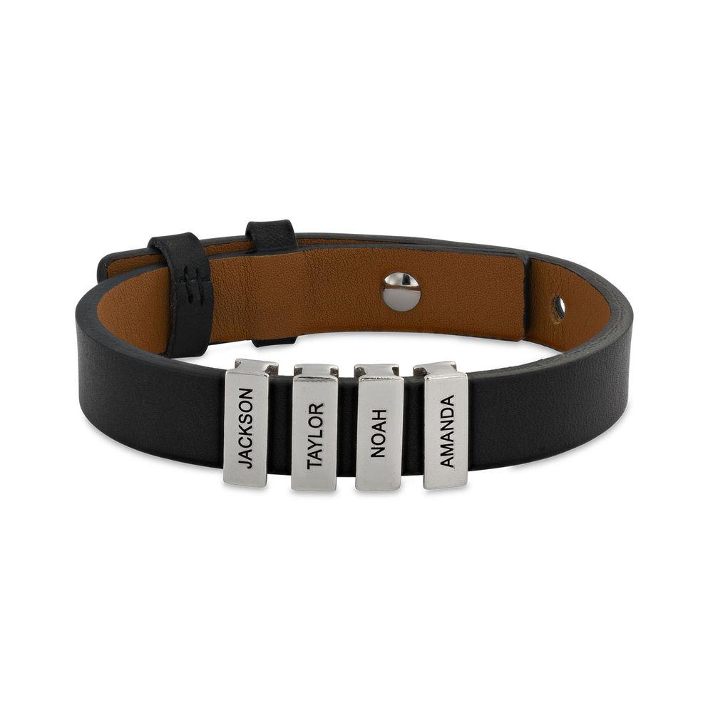 Christmas gift! Men's Leather Bracelet with Custom Silver Beads