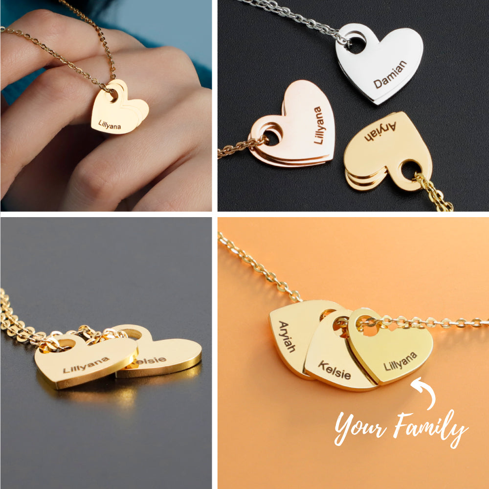 Christmas Gift! Custom Name Heart Charm Necklace