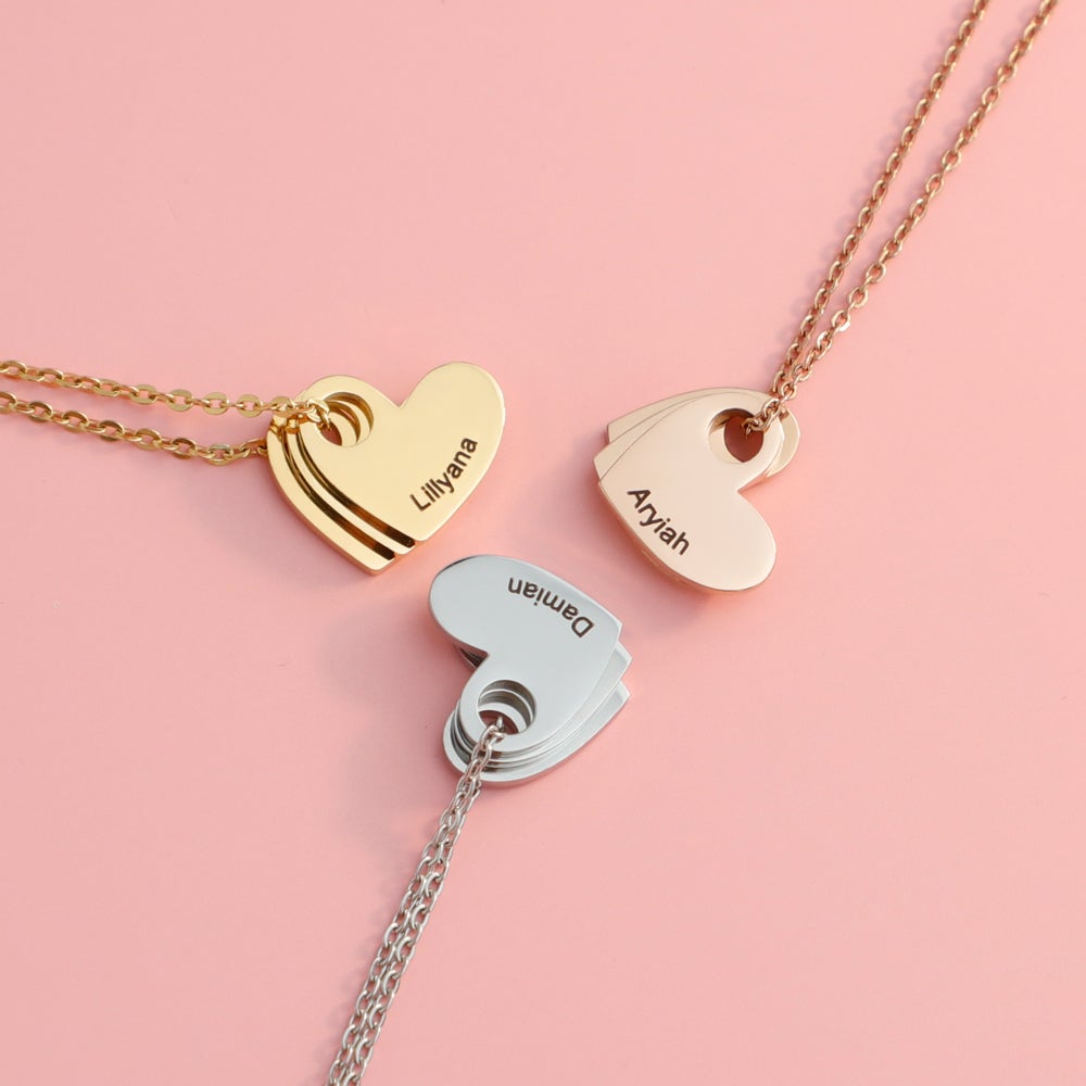 Christmas Gift! Custom Name Heart Charm Necklace
