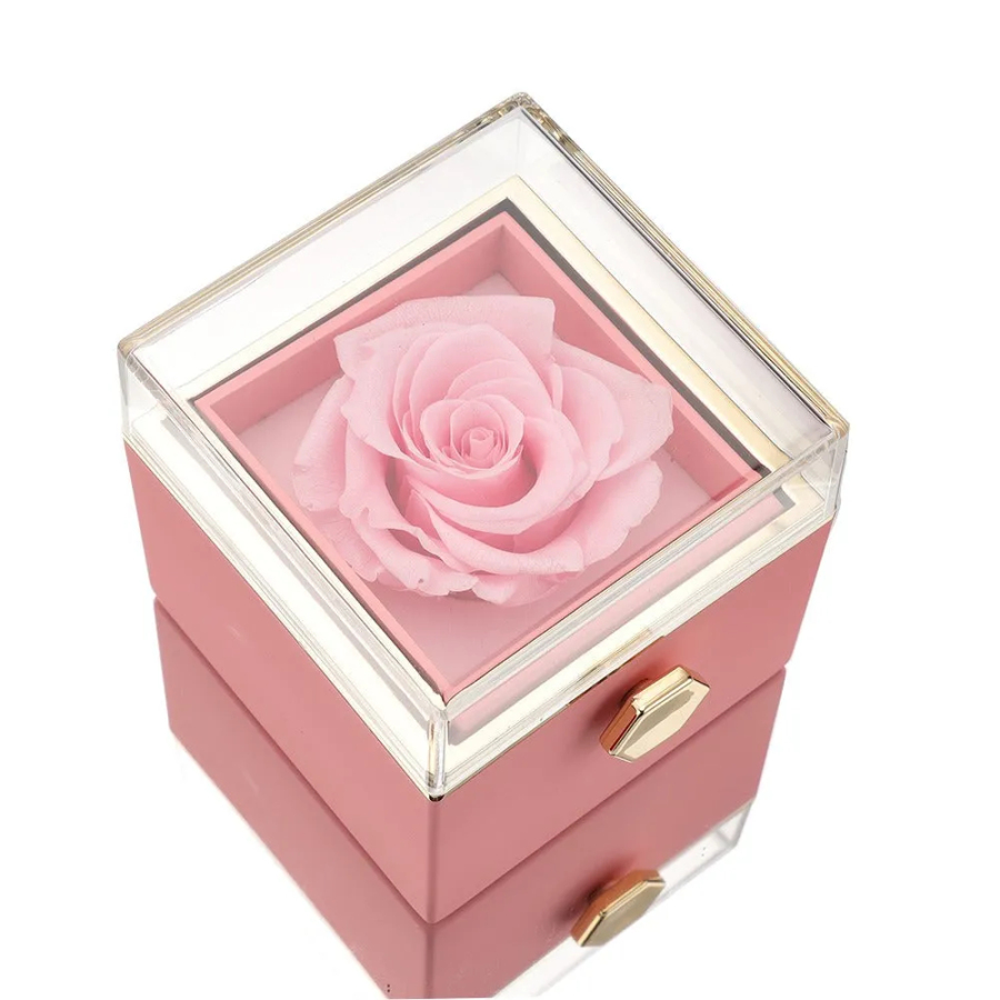 Rotating Eternal Rose Box With Necklace & Real RoseHermsjewelry