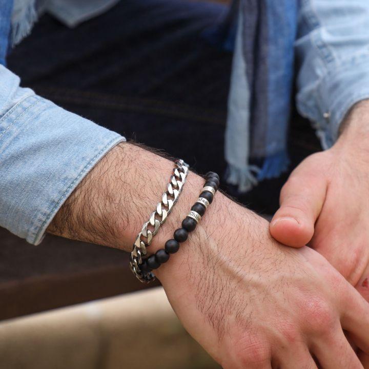 Customized Lava Tiger Eye Stone Beads Bracelet for Men