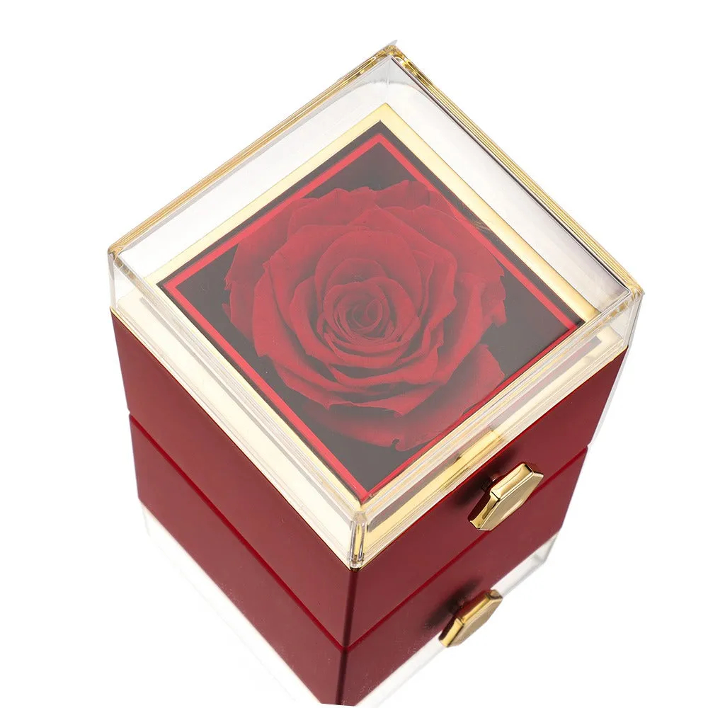Rotating Eternal Rose Box - With Necklace & Real Rose