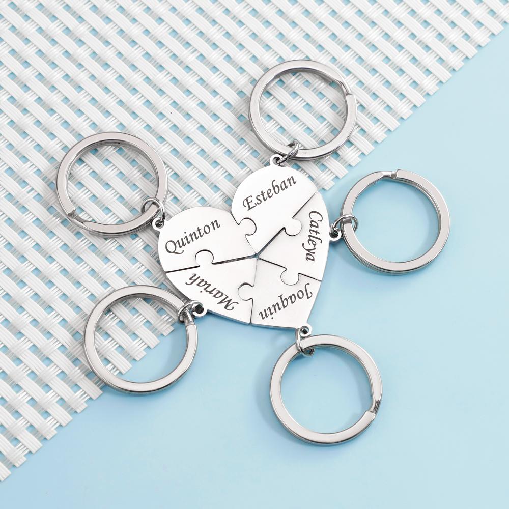 Christmas Gift Family 2 - 8 Pieces Heart Pendant Puzzle Necklace, Bracelet, Keychian