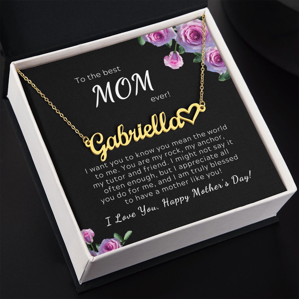 Heart Name Necklace To the Best Mom Ever, Mother's Day Gift