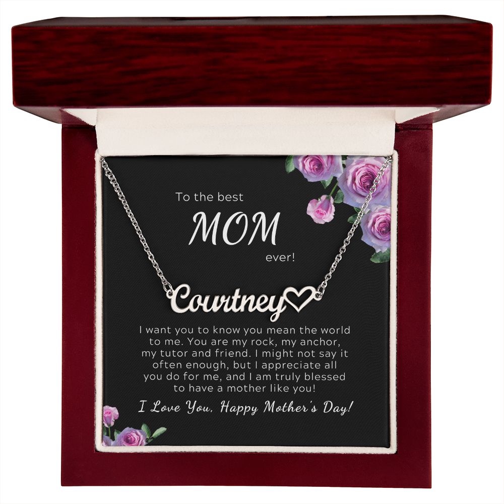 Heart Name Necklace To the Best Mom Ever, Mother's Day Gift