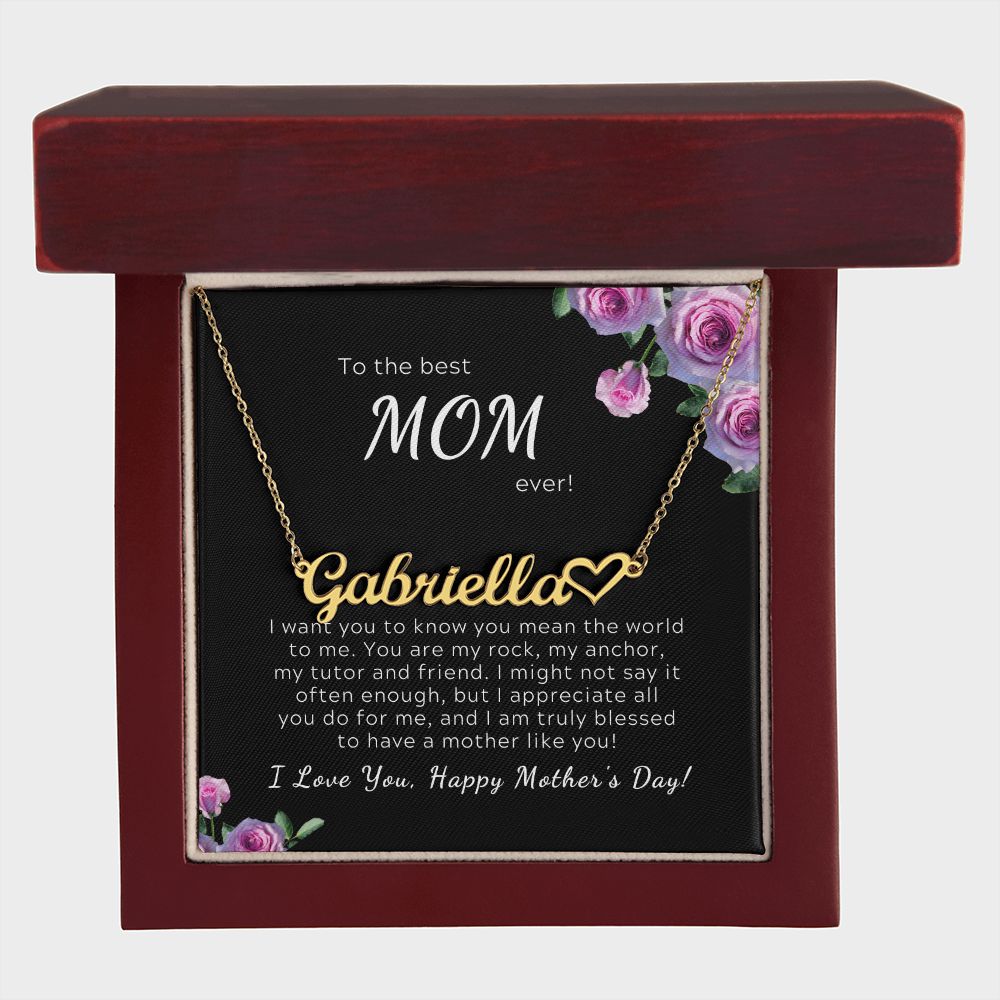 Heart Name Necklace To the Best Mom Ever, Mother's Day Gift
