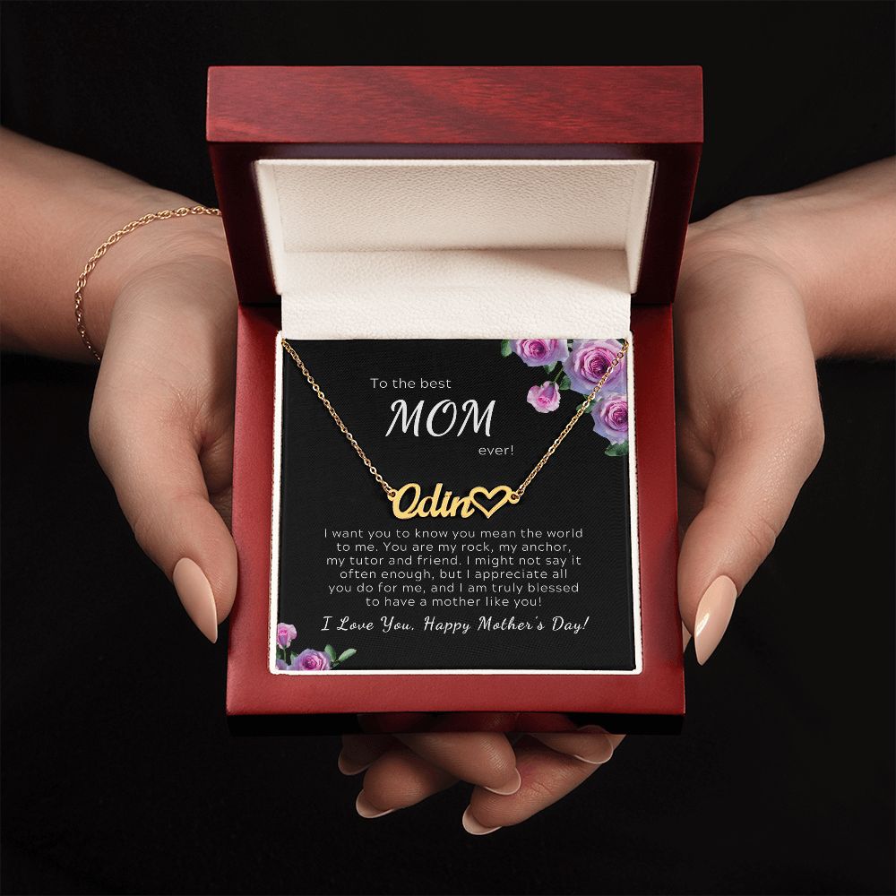 Heart Name Necklace To the Best Mom Ever, Mother's Day Gift