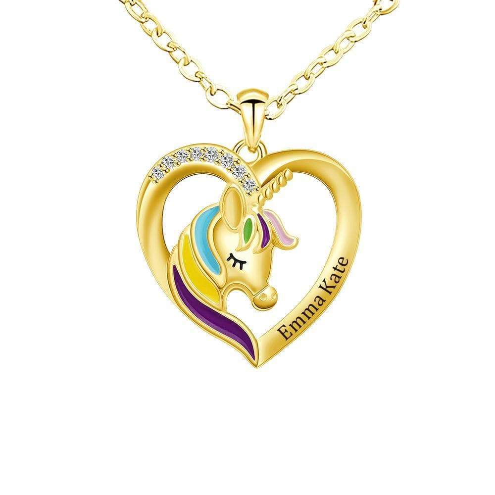 Christmas Day Gift  Personalized Rainbow Unicorn Necklace