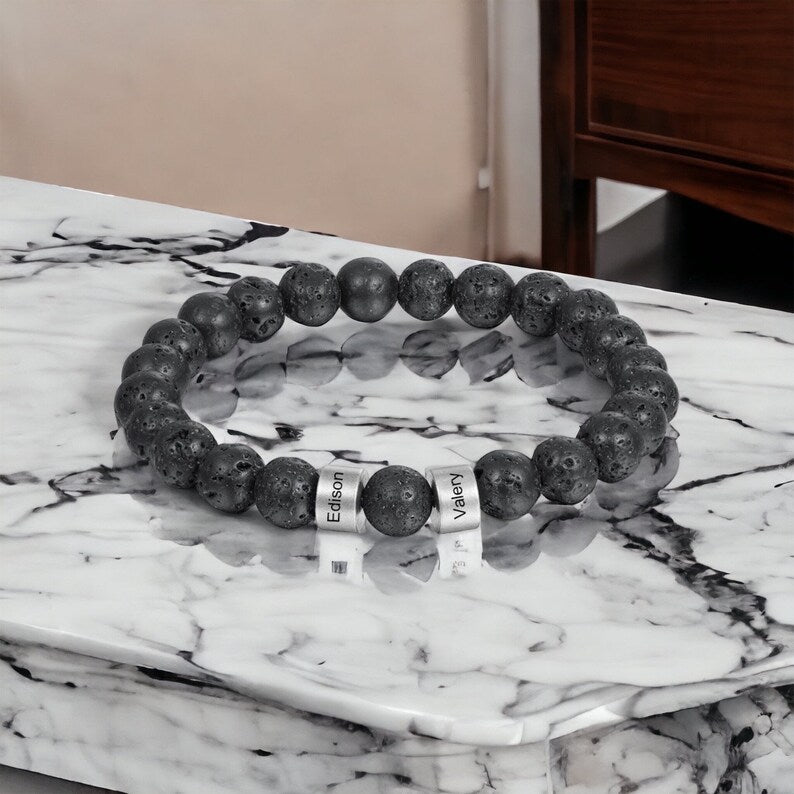 Customized Lava Tiger Eye Stone Beads Bracelet for Men