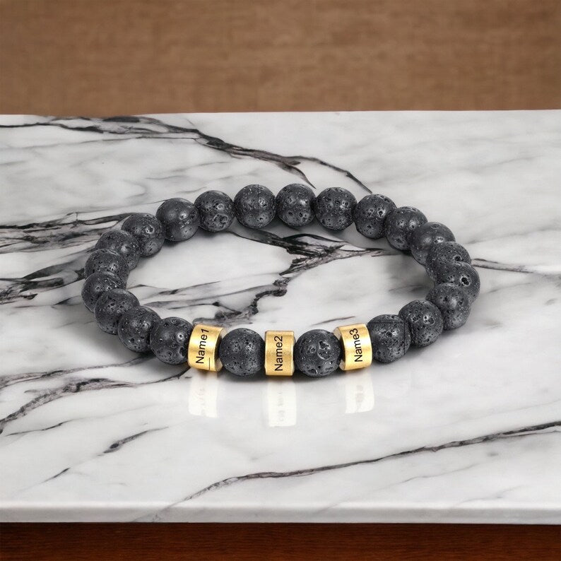 Customized Lava Tiger Eye Stone Beads Bracelet for Men