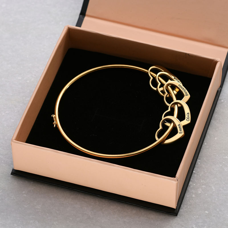 Women Bangle Bracelet with Heart Shape Pendants