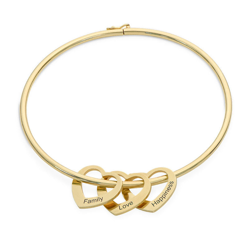 Women Bangle Bracelet with Heart Shape Pendants