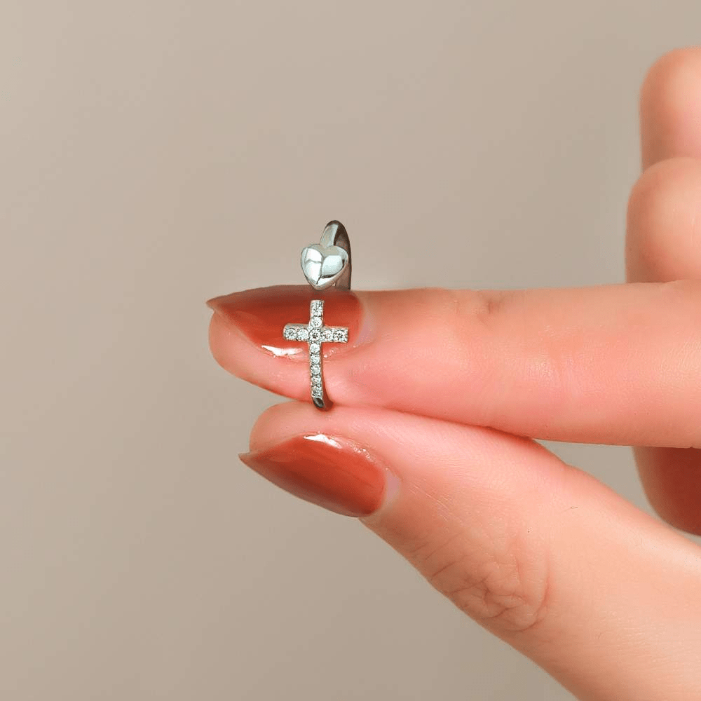 Christmas Gift  Cross Ring and Heart Ring To My Daughter