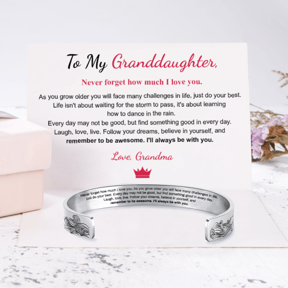 Christmas Gift  To My Granddaughter I Will Always Be With You Cuff Bracelet