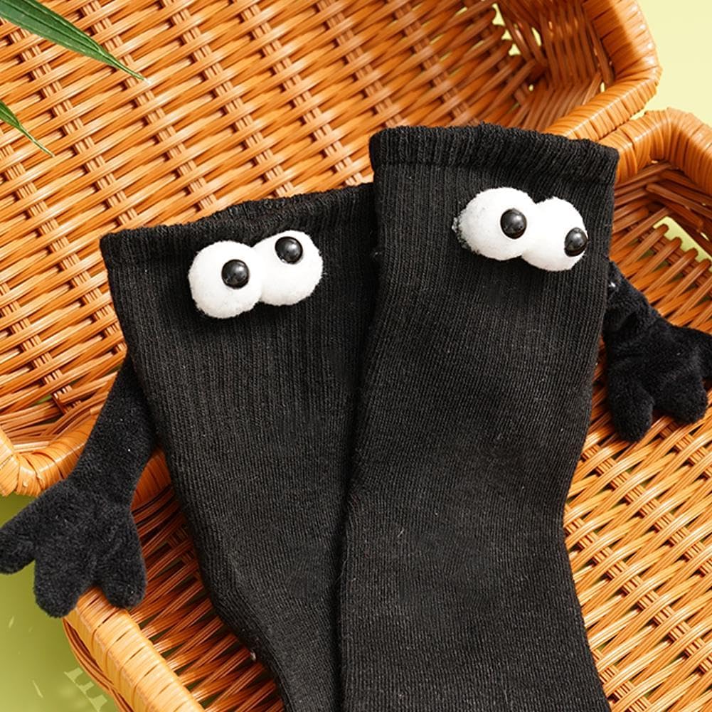 Holding Hands Socks, Mid-tube Socks Magnetic Three-dimensional Doll Socks 