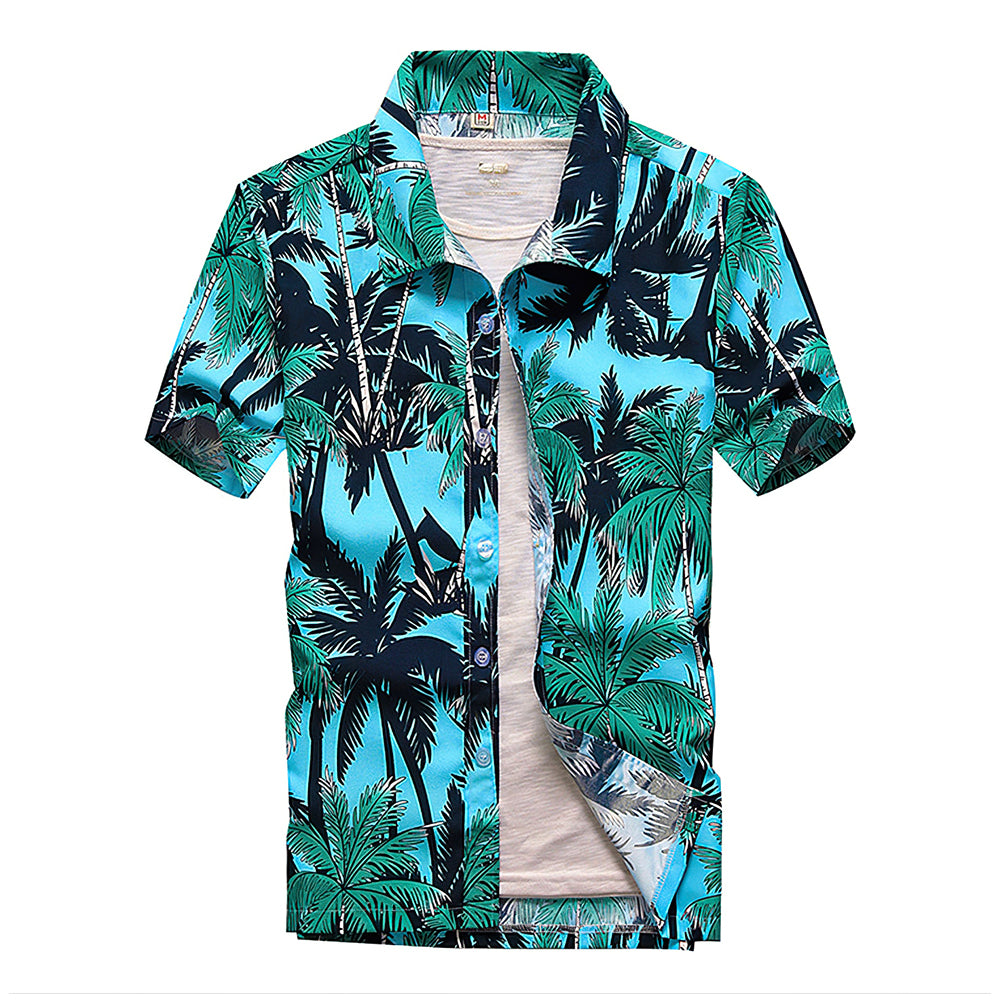 Hawaiian Shirts Dark Green Coconut Tree Aloha Beach Shirts For Men-MyHawaiianShirts