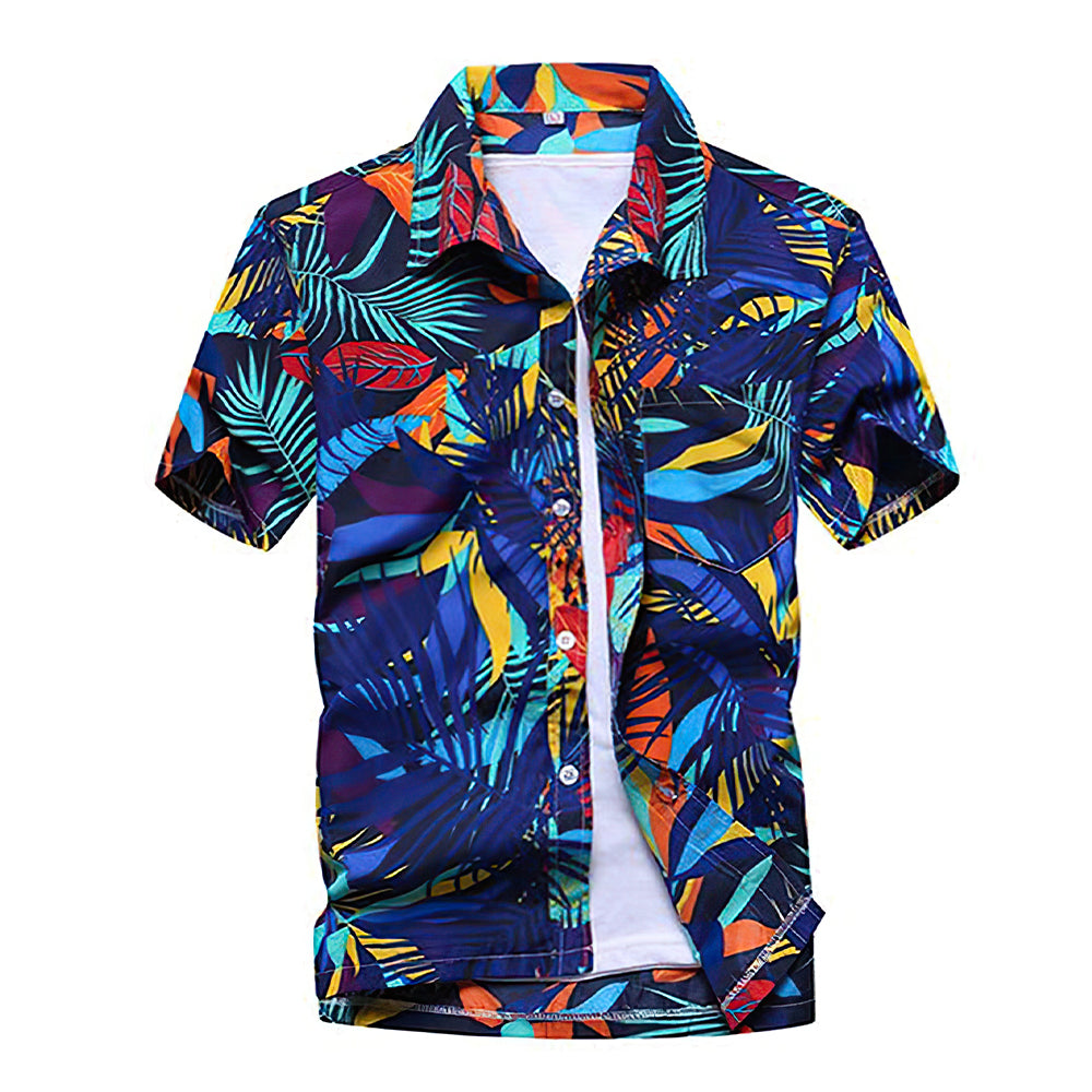 Hawaiian Shirts Print Colorful Leaves Aloha Beach Shirts For Men-MyHawaiianShirts